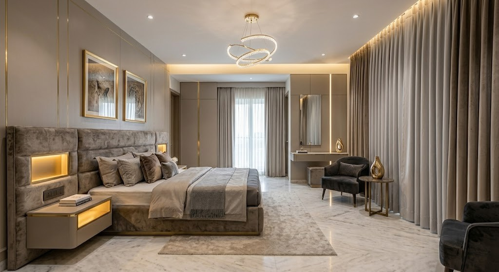 Contemporary luxury bedroom design ideas Lucknow