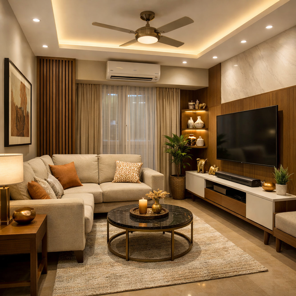 Living Room Interior Design for Flats in Lucknow