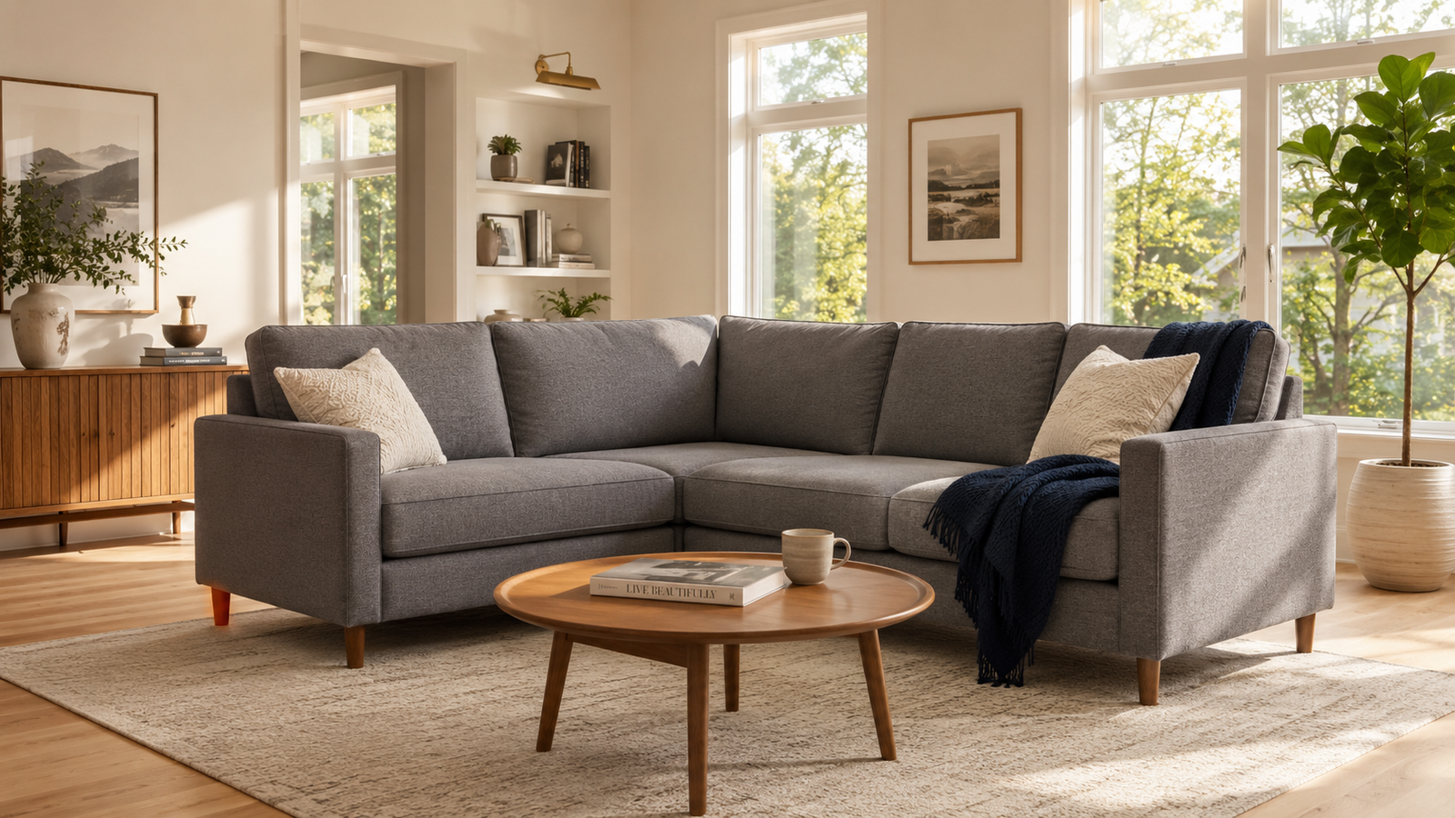 Cozy modern living room with sleek decor